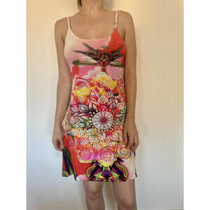 Pink Colorful Graphic Mandala Knit Tank Dress